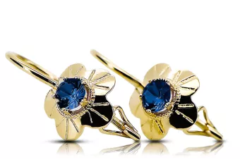 Ohrringe Vintage Schmuck Saphir 14 Karat Gelbgold vec028y